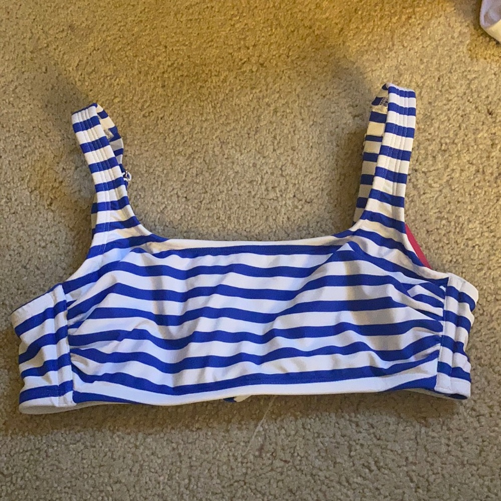 NWT blue and white striped bikini top